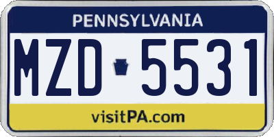 PA license plate MZD5531