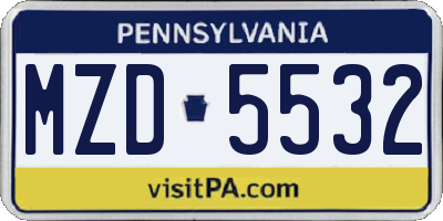 PA license plate MZD5532