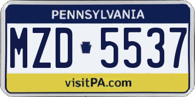 PA license plate MZD5537
