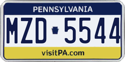 PA license plate MZD5544