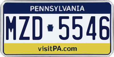 PA license plate MZD5546