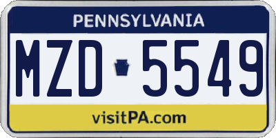 PA license plate MZD5549