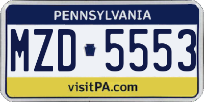 PA license plate MZD5553