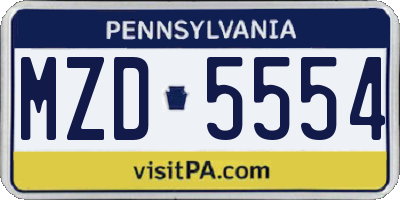 PA license plate MZD5554