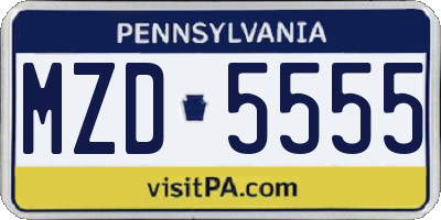 PA license plate MZD5555