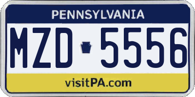 PA license plate MZD5556
