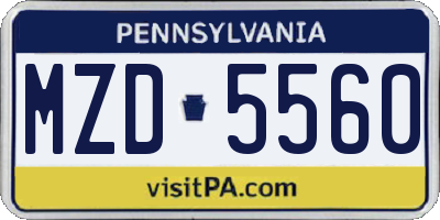PA license plate MZD5560