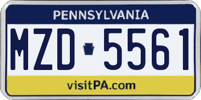 PA license plate MZD5561