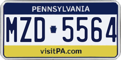 PA license plate MZD5564