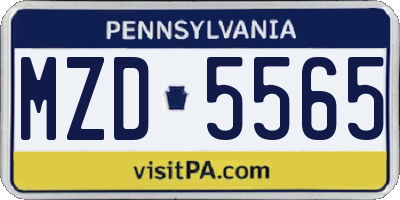 PA license plate MZD5565