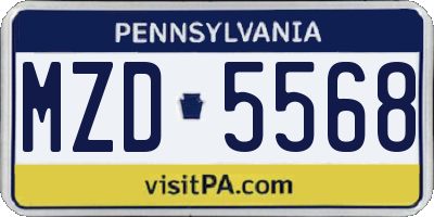 PA license plate MZD5568
