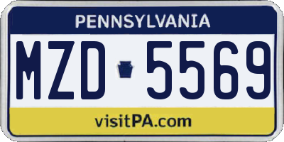 PA license plate MZD5569