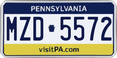 PA license plate MZD5572