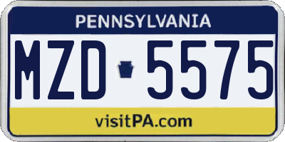 PA license plate MZD5575