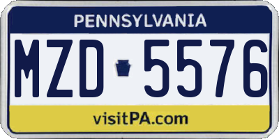 PA license plate MZD5576