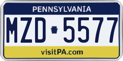 PA license plate MZD5577