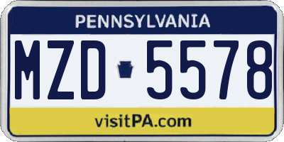 PA license plate MZD5578