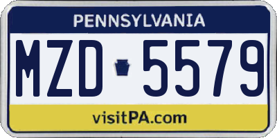 PA license plate MZD5579