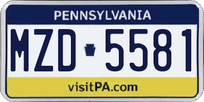 PA license plate MZD5581