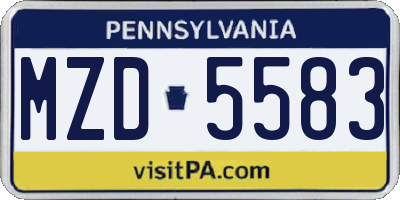 PA license plate MZD5583