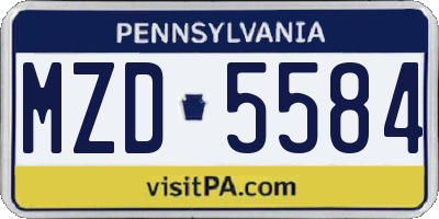 PA license plate MZD5584