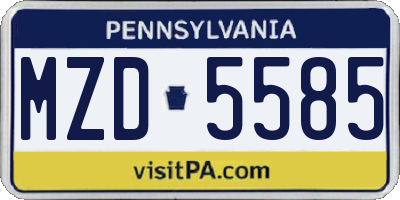 PA license plate MZD5585