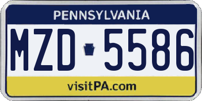 PA license plate MZD5586