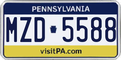 PA license plate MZD5588