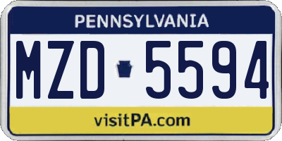 PA license plate MZD5594