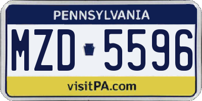 PA license plate MZD5596