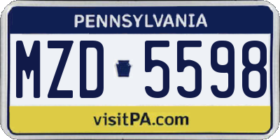 PA license plate MZD5598