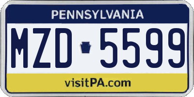PA license plate MZD5599