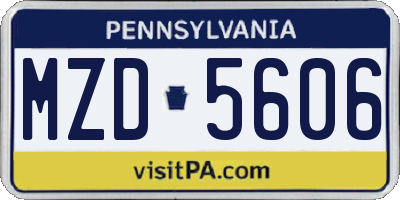 PA license plate MZD5606
