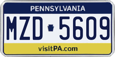 PA license plate MZD5609