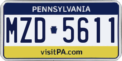 PA license plate MZD5611