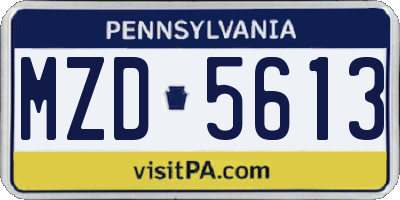 PA license plate MZD5613