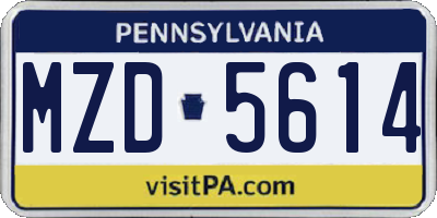 PA license plate MZD5614