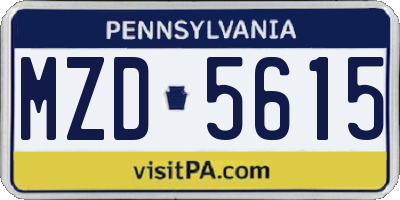 PA license plate MZD5615