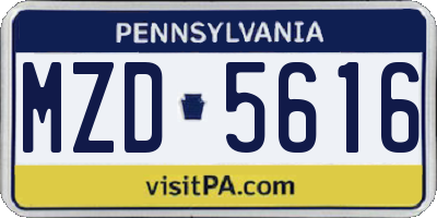 PA license plate MZD5616