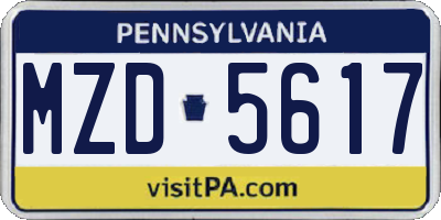 PA license plate MZD5617