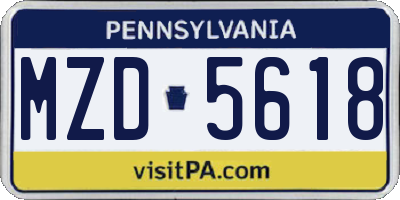 PA license plate MZD5618