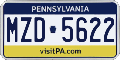 PA license plate MZD5622