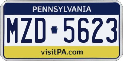 PA license plate MZD5623