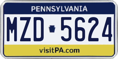 PA license plate MZD5624