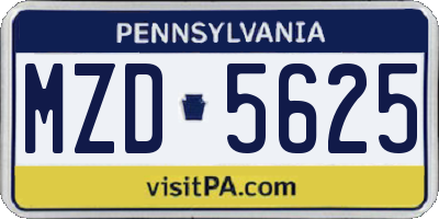 PA license plate MZD5625