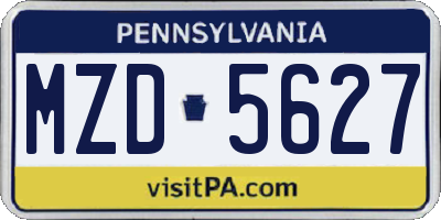 PA license plate MZD5627