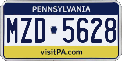 PA license plate MZD5628