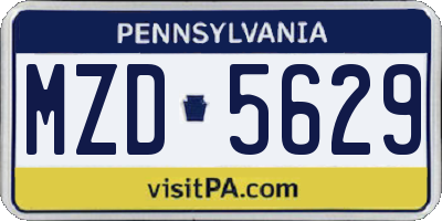 PA license plate MZD5629