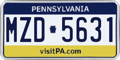 PA license plate MZD5631