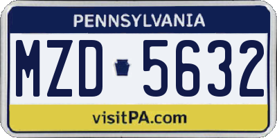 PA license plate MZD5632